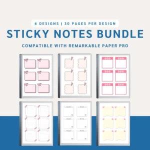 pink sticky notes bundle for remarkable