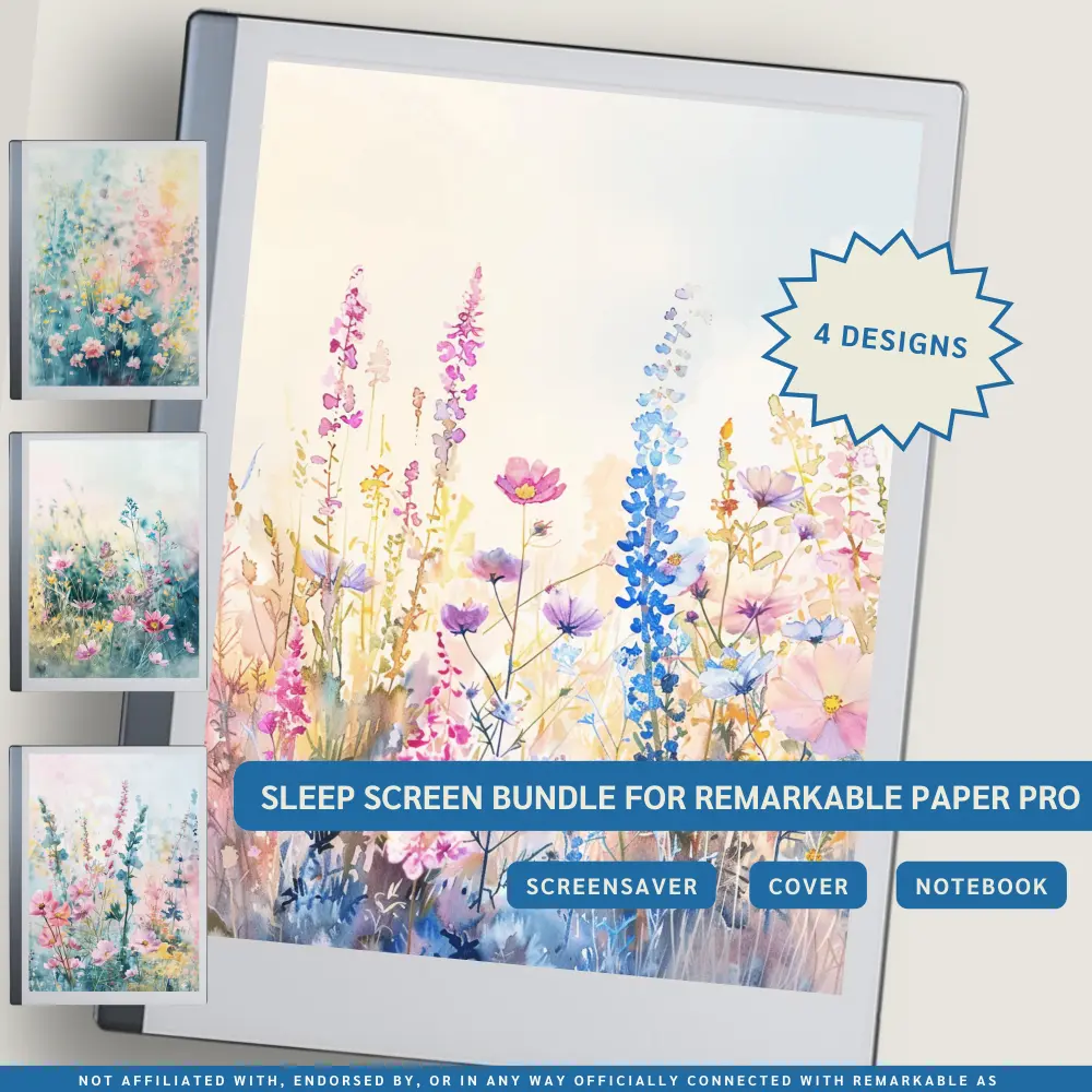 Watercolor sleep screens for remarkable paper pro